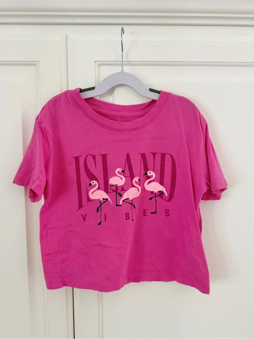 GapKids Girls Pink Flamingo Island Vibes Graphic Tee, Size S